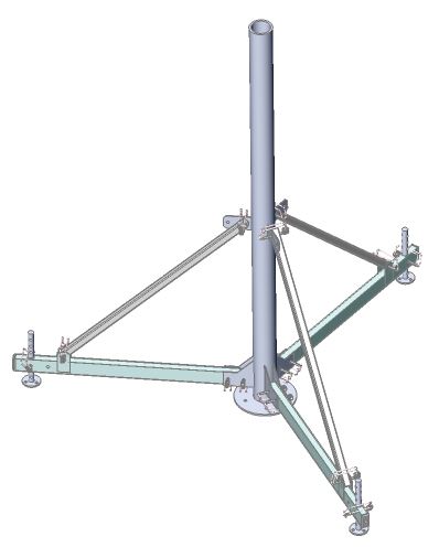 Quick-install collapsible tripod with adjustable feet, aluminium – 1.5m x 63.5mm O.D. mast with 3 x 750mm legs